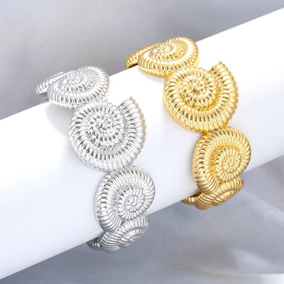 Copper 18K Gold Plated Conch Flower Bangle