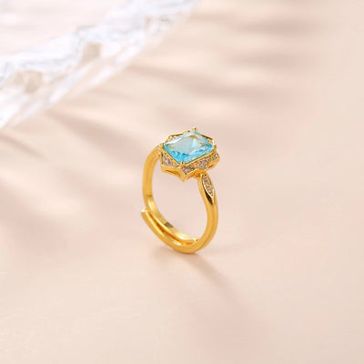 Copper Gold Plated Plating Geometric Zircon Adjustable Ring