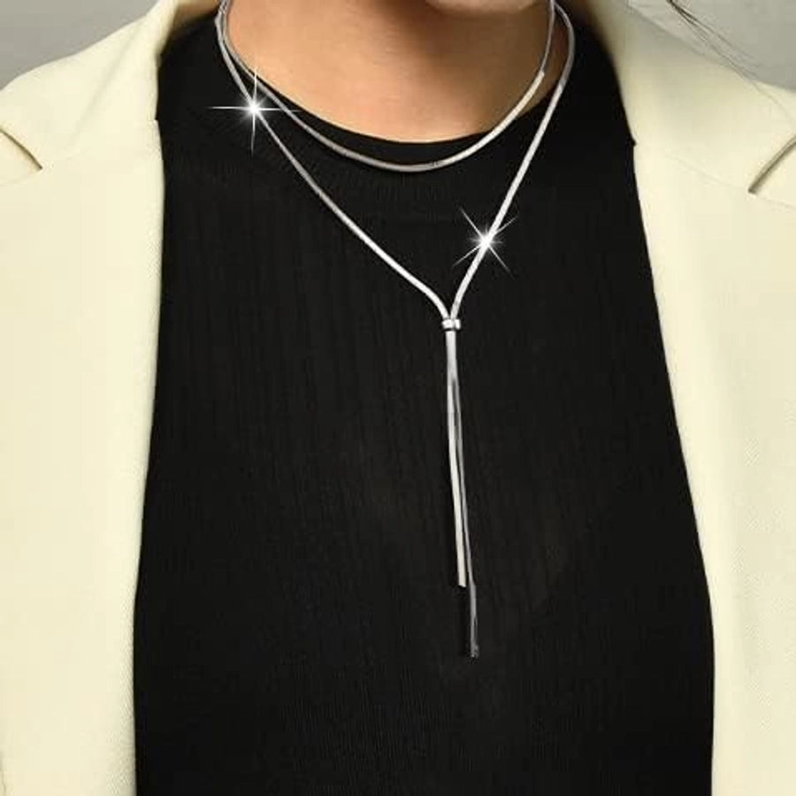 Jewelry Elegant Streetwear Solid Color 304 Stainless Steel Long Necklace Necklace