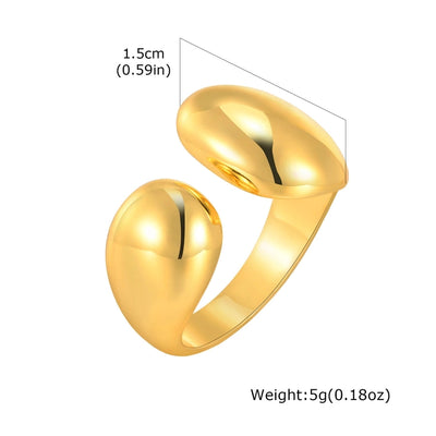 Copper Plated 14K Gold Water Drop Open Ring