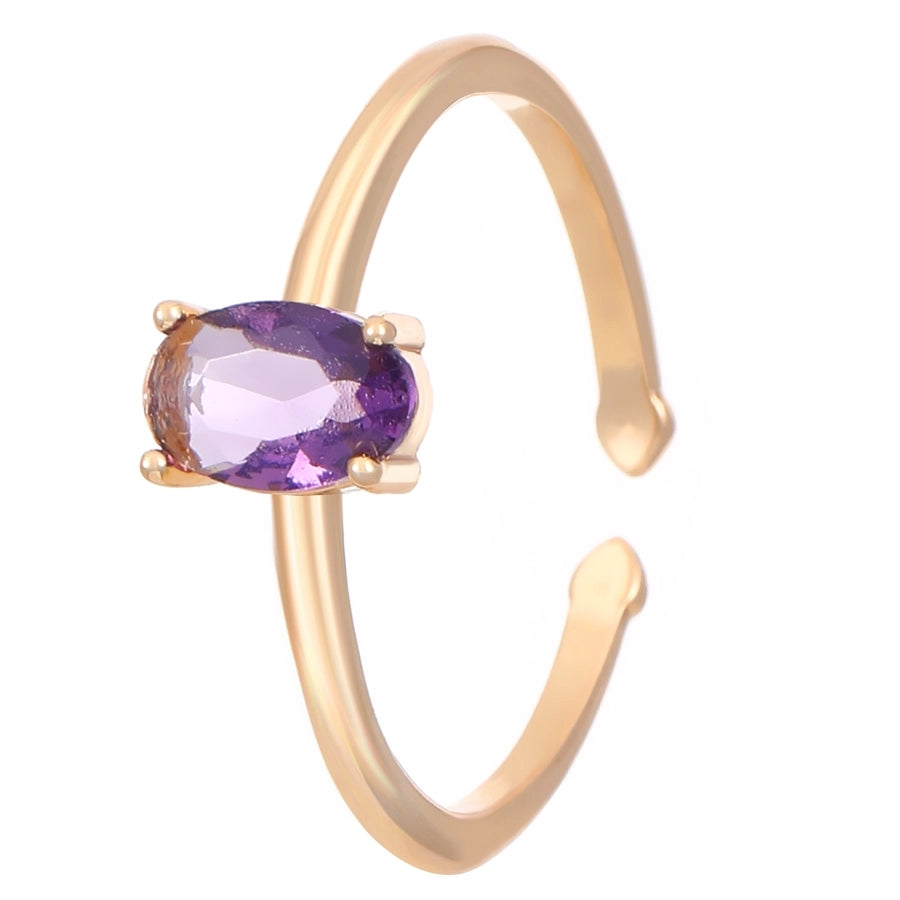 Copper Inlay Geometric Heart Shape Zircon Open Rings