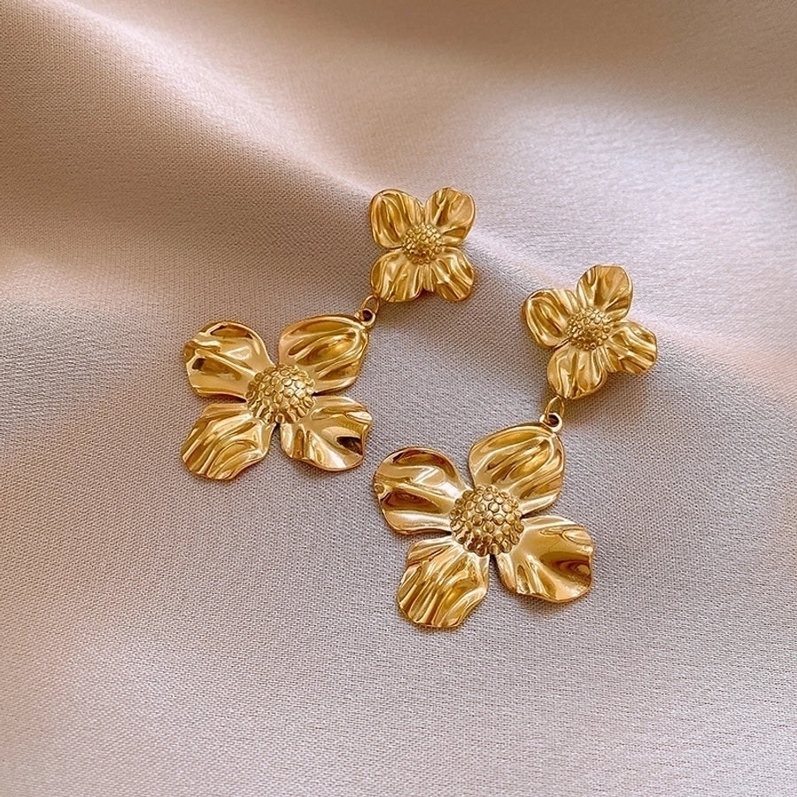 1 Pair IG Style French Style Classic Style Geometric Round Heart Shape Plating Titanium Steel Drop Earrings Earrings Ear Studs