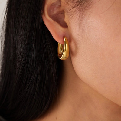 1 Piece French Style Geometric 304 Stainless Steel 18K Gold Plated Earrings