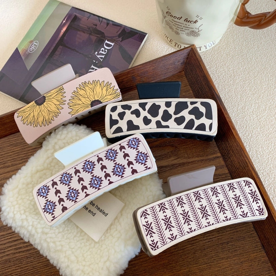 Women's Retro Geometric PS Pu Leather Hair Claws