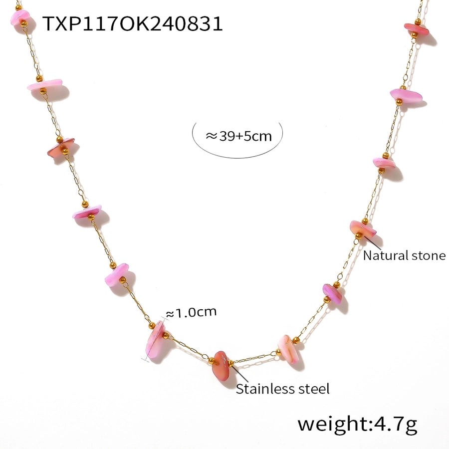 Geometric Natural Stone Necklace Bracelet Affordable Luxury Fashion Sense Stainless Steel Chain  Personalized Jewelry Suit