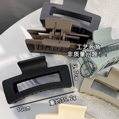 simple fashion rectangular hollow solid color plastic hair claw