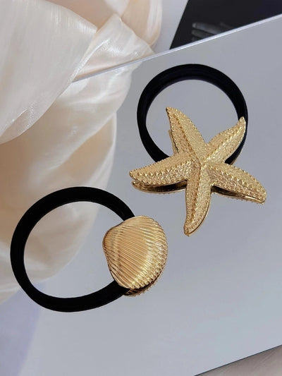 Women's Marine Style Simple Style Starfish Solid Color Shell Alloy Hair Tie