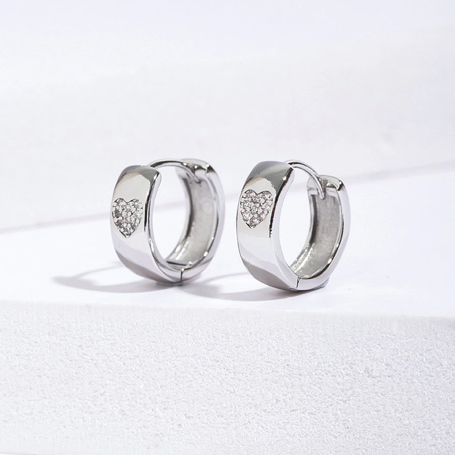 1 Pair Lady Heart Shape Plating Copper Zircon Earrings