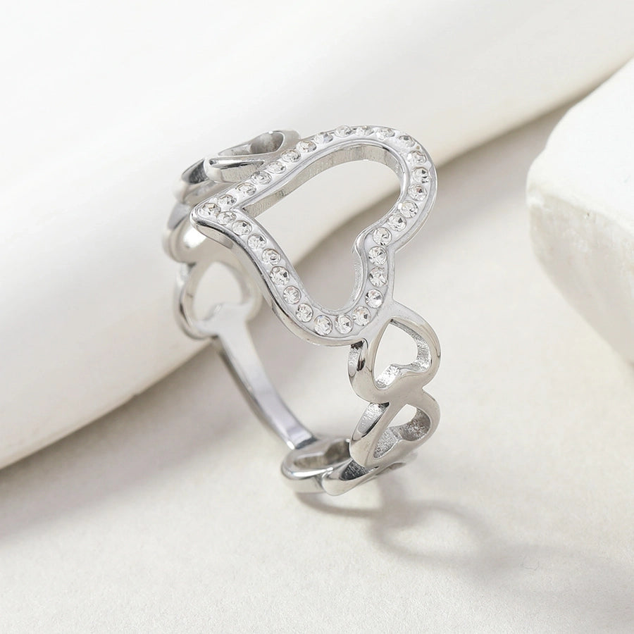Jewelry Simple Style Heart Shape Titanium Steel Rings