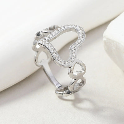Jewelry Simple Style Heart Shape Titanium Steel Rings