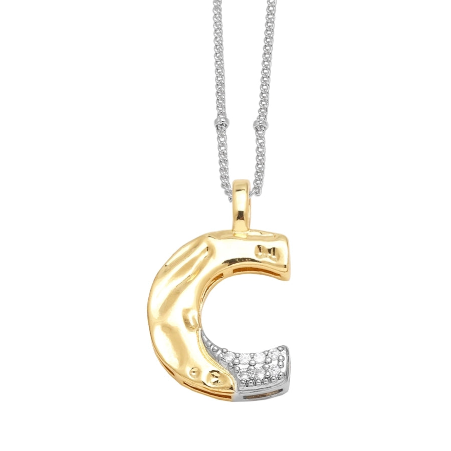 Jewelry Modern Style Simple Style letter 201 Stainless Steel Copper Zircon 18K Gold Plated Mixed Metal Inlay Pendant Necklace