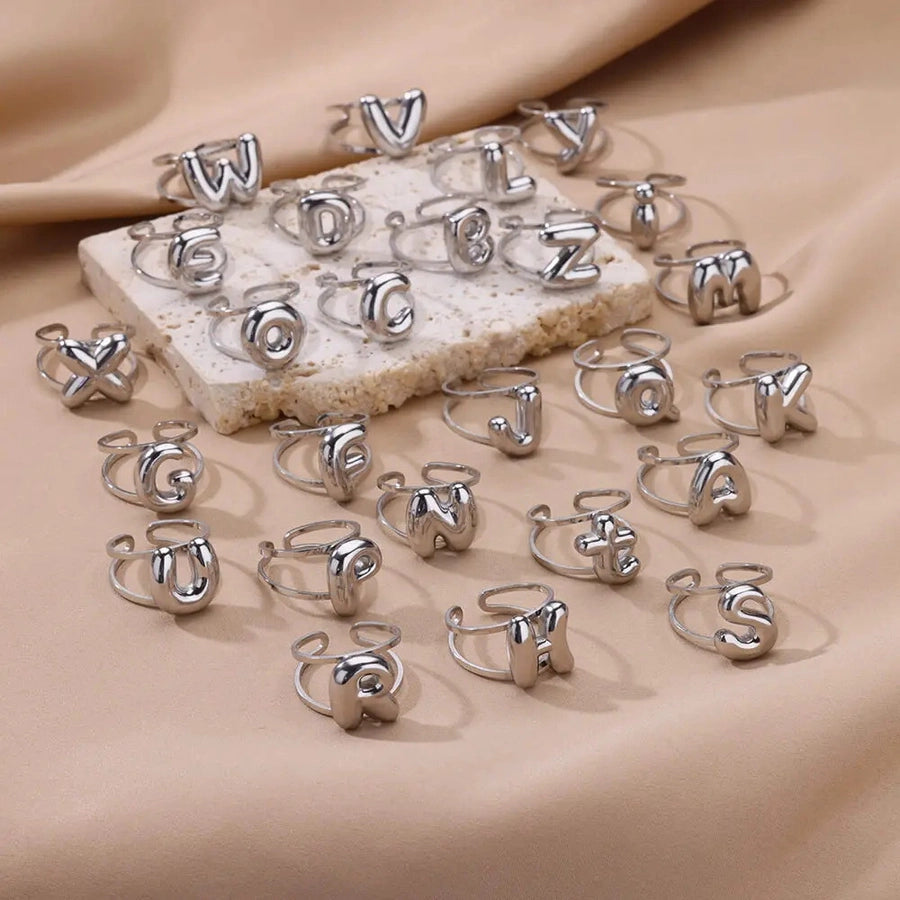 Jewelry Simple Style Letter 304 Stainless Steel Plating Open Rings