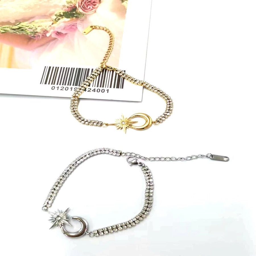 Simple Style Star Moon Titanium Steel 18K Gold Plated Bracelets In Bulk