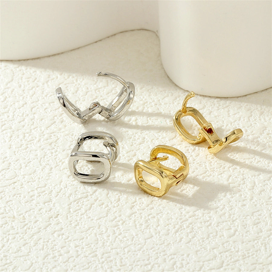 1 Pair Streetwear Commute Geometric Inlay Copper Zircon 18K Gold Plated Ear Studs