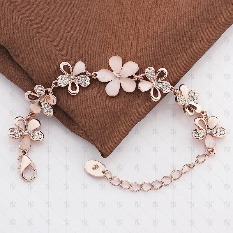 simple style flower rhinestone opal women's bracelets