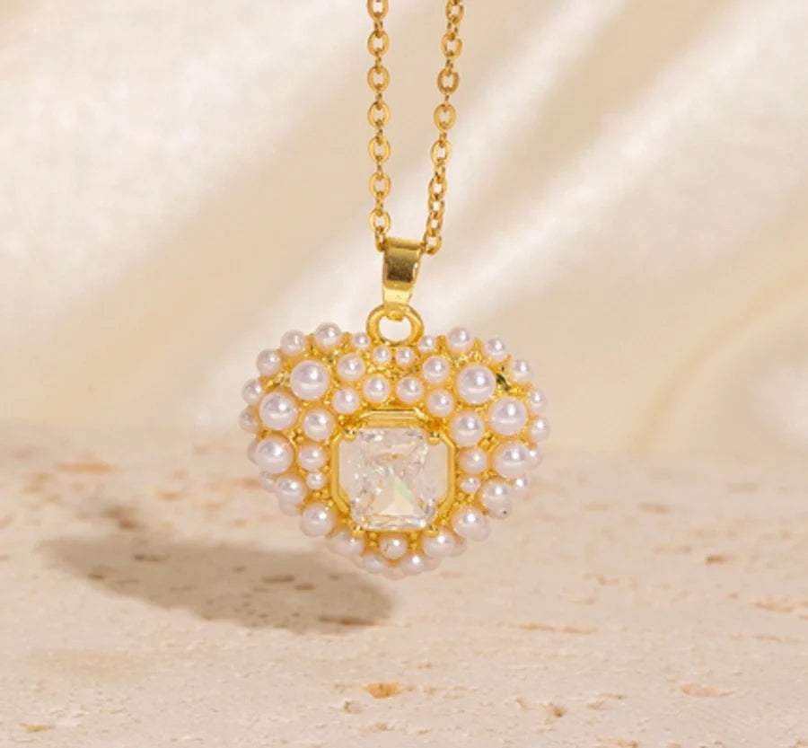 Copper Plating Heart Shape Pendant Necklace