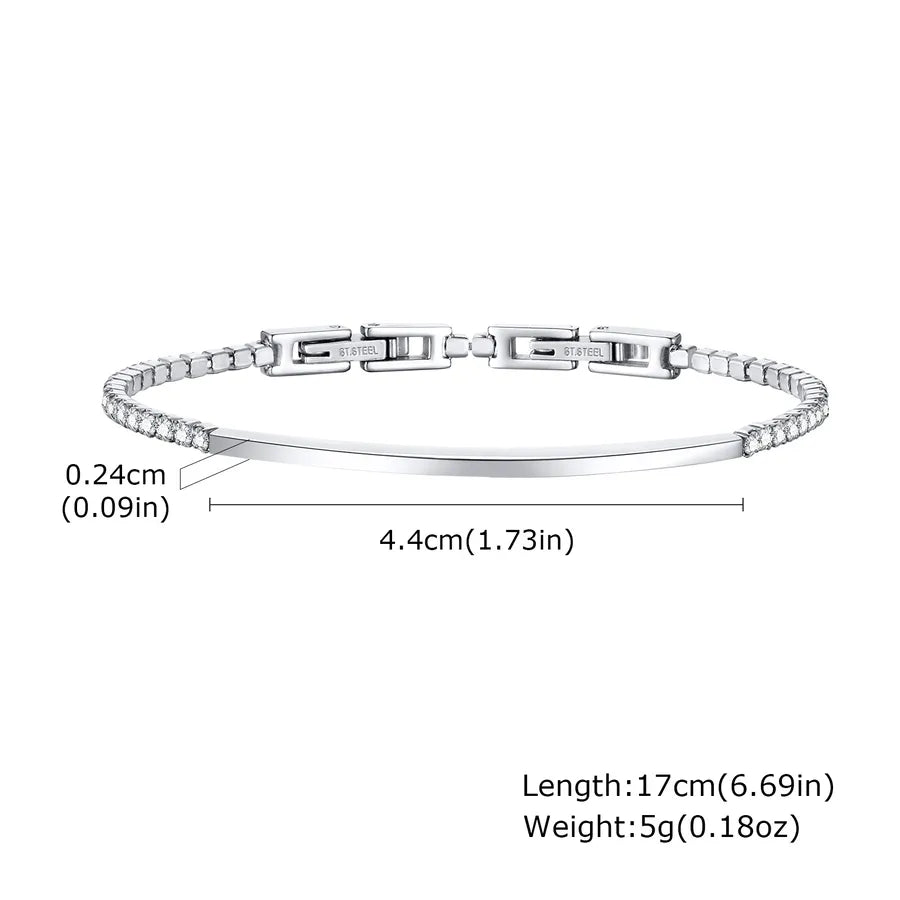 Simple Style Solid Color 201 Stainless Steel Zircon Tennis Chain Bracelets In Bulk