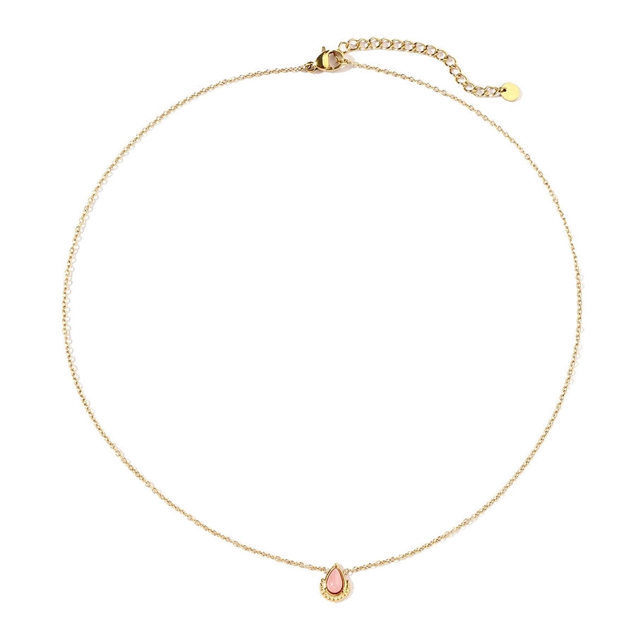 Jewelry Vintage Style French Style Geometric Water Droplets Titanium Steel Natural Stone 14K Gold Plated Plating Pendant Necklace