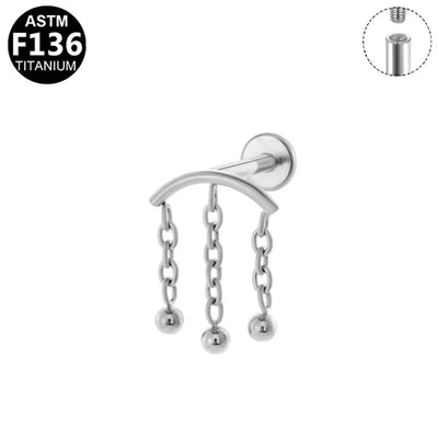 1 Piece Lip Rings Elegant Glam Ethnic Style Clouds Smile Face Wings 304 Stainless Steel Pure Titanium Titanium Alloy Tassel Zircon 14K Gold Plated White Gold Plated Lip Rings Ear Cartilage Rings & Studs