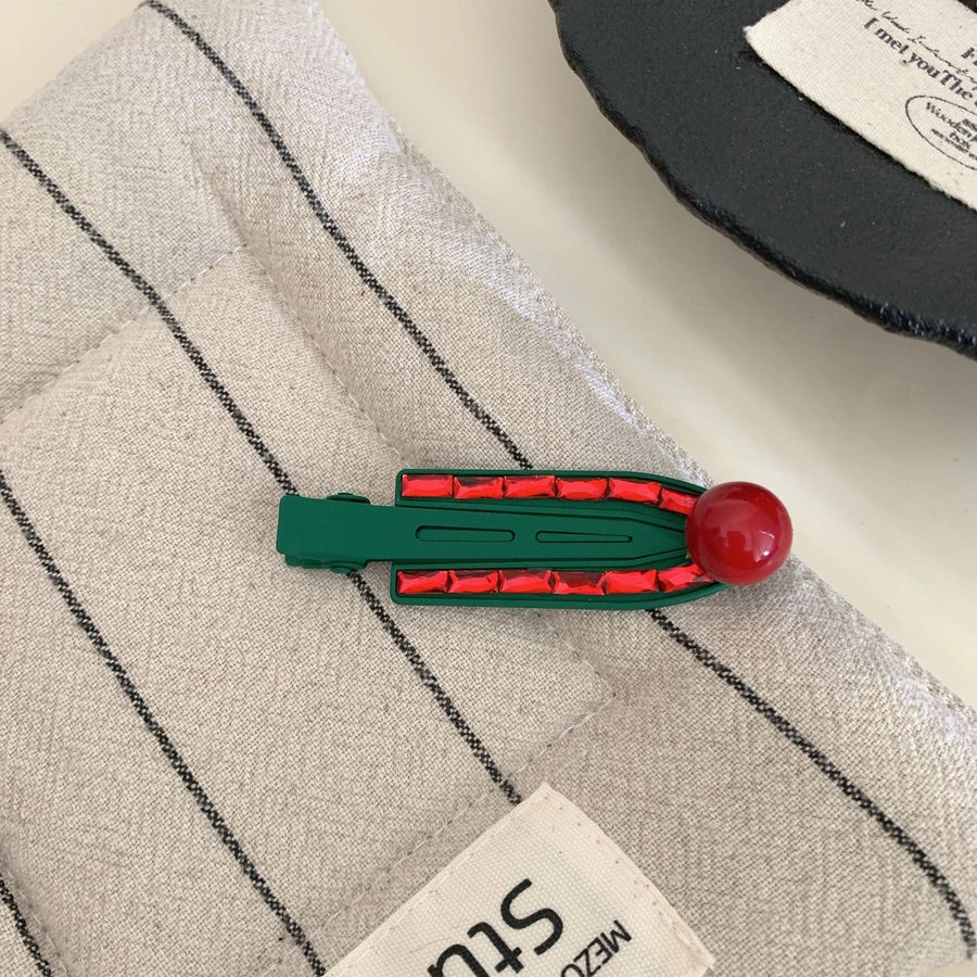 Simple Red Bean Metal Barrettes Advanced Retro Easy Matching BB Clip Elegant Girl Side Bang Clip Duckbill Clip