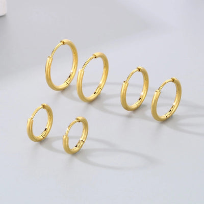 1 Pair Simple Style Round 304 Stainless Steel 18K Gold Plated Earrings