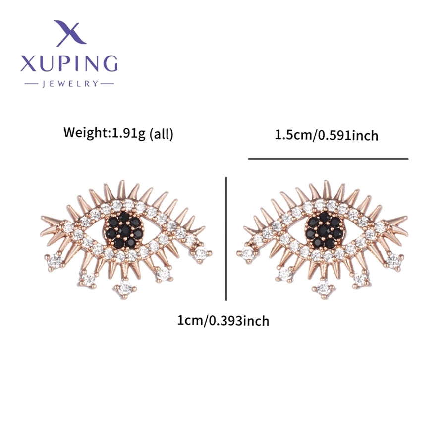 1 Pair Funny XUPING Simple Style Devil's Eye Enamel Copper 18K Gold Plated Ear Studs