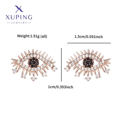 1 Pair Funny XUPING Simple Style Devil's Eye Enamel Copper 18K Gold Plated Ear Studs
