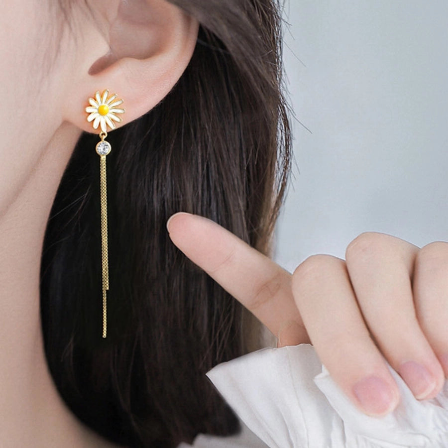 1 Pair Sweet Simple Style Daisy Plating Copper Drop Earrings