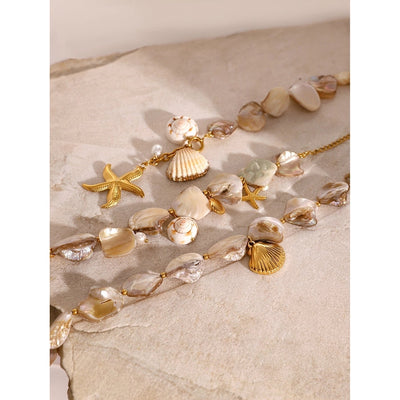 Jewelry Hawaiian Tropical Classic Style Shell 304 Stainless Steel Jewelry Set