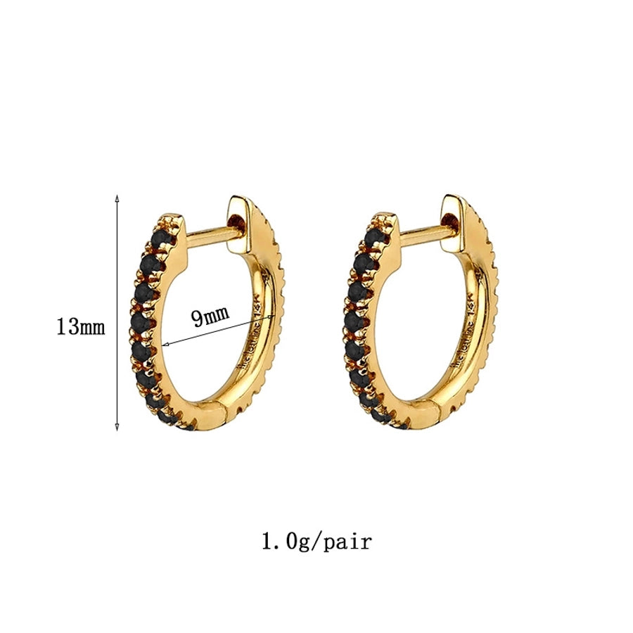 1 Pair IG Style Geometric Inlay Copper Zircon Gold Plated Earrings