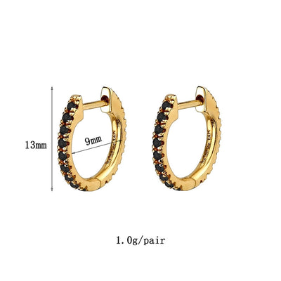 1 Pair IG Style Geometric Inlay Copper Zircon Gold Plated Earrings