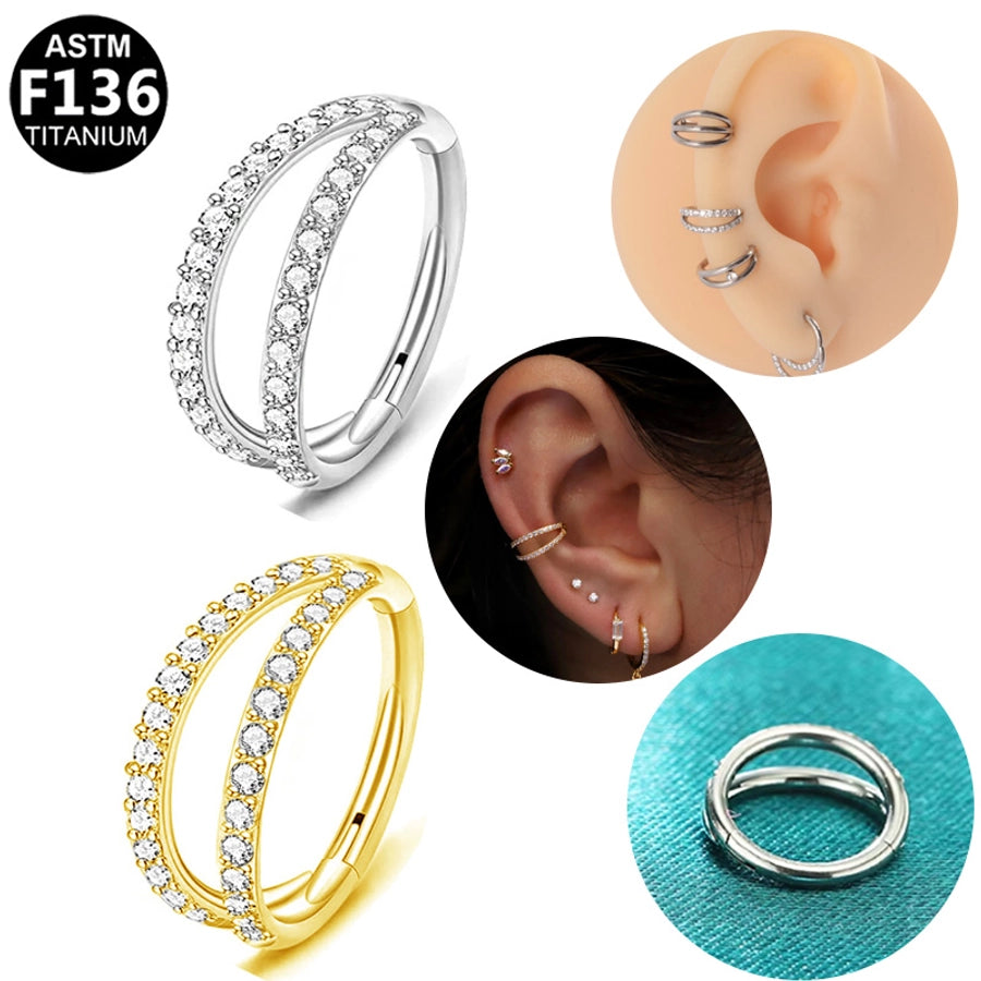 1 Piece Nose Rings & Studs Simple Style Classic Style O-Shape Pure Titanium Titanium Alloy Zircon 14K Gold Plated White Gold Plated Ear Cartilage Rings & Studs Nose Rings & Studs
