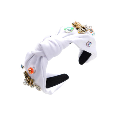elegant luxurious irregular cloth inlay artificial pearls rhinestones hair band