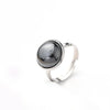 Jewelry Casual Simple Style Round Spot Solid Color 304 Stainless Steel Natural Stone Opal Polishing Inlay Adjustable Ring