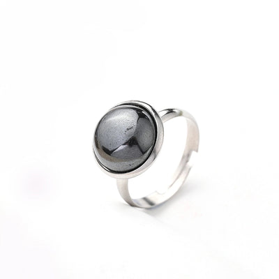 Jewelry Casual Simple Style Round Spot Solid Color 304 Stainless Steel Natural Stone Opal Polishing Inlay Adjustable Ring