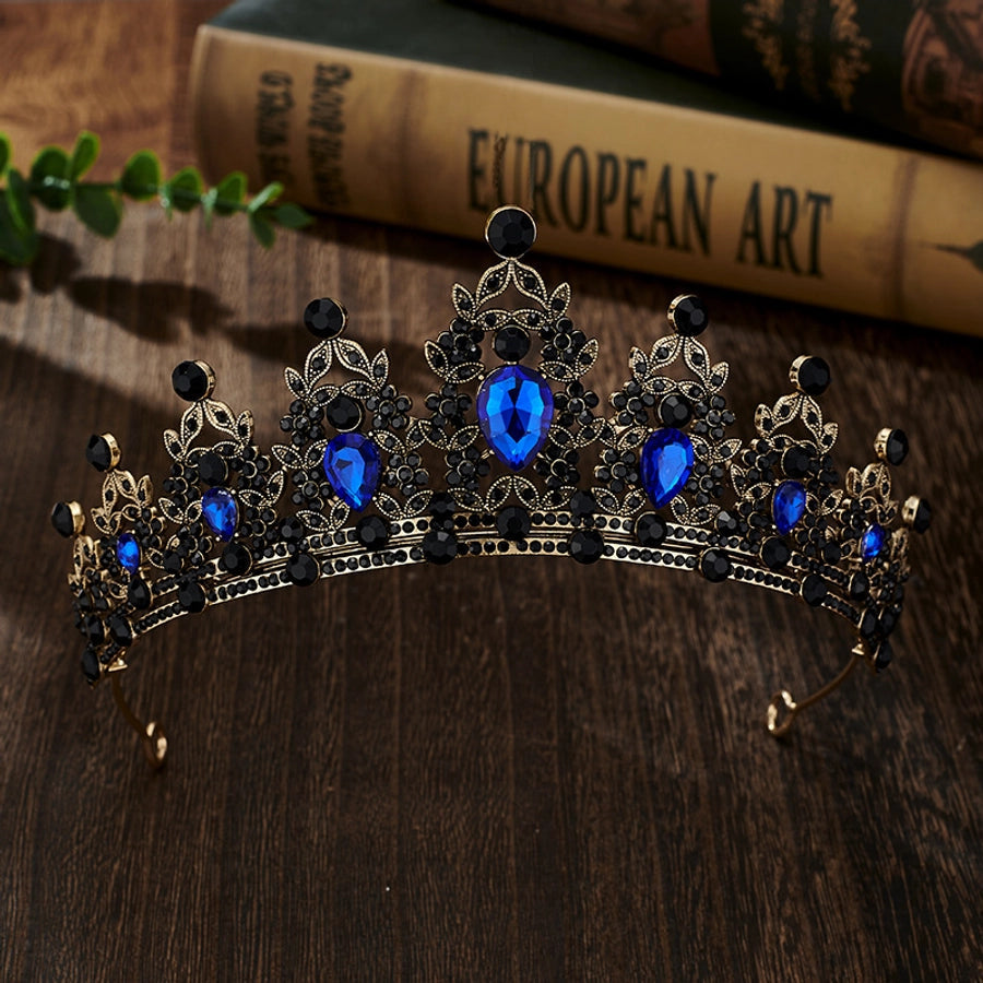 glam luxurious lady crown alloy plating inlay zircon crown