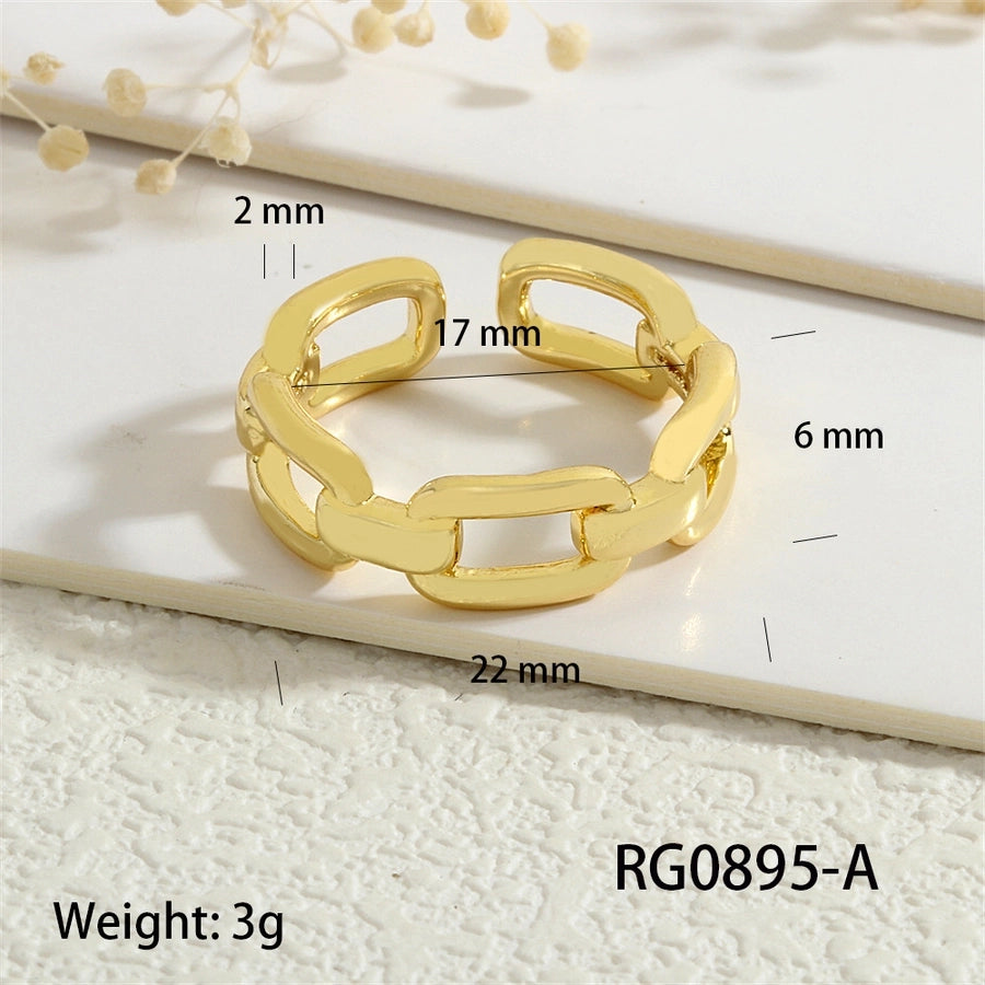 Copper Geometric Solid Color Open Rings