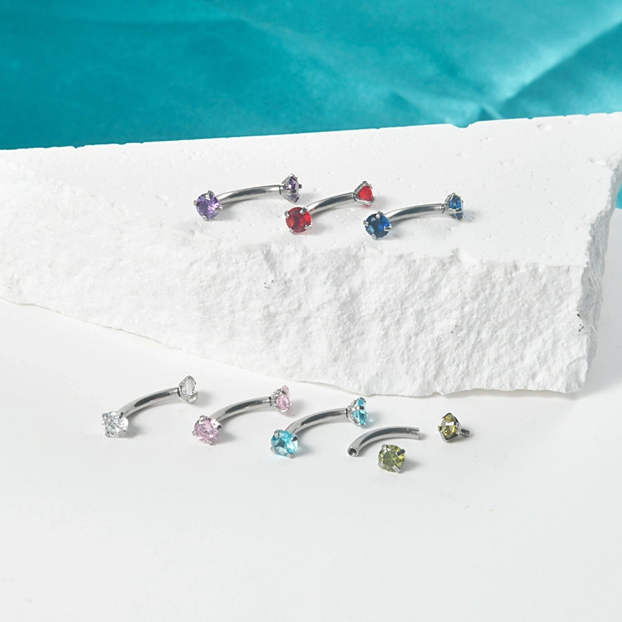 1 Piece Lip Rings Casual Hawaiian Tropical Geometric 304 Stainless Steel Inlay Zircon Ear Cartilage Rings & Studs