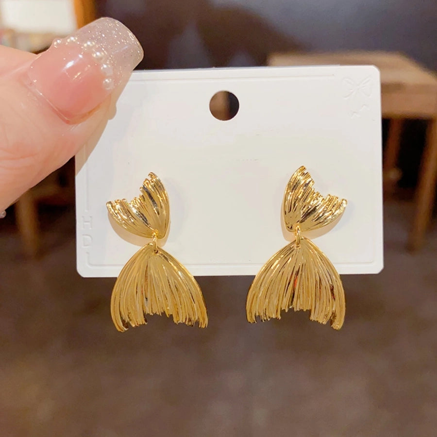 1 Pair Hawaiian Vacation Beach Fish Tail 304 Stainless Steel 18K Gold Plated Drop Earrings