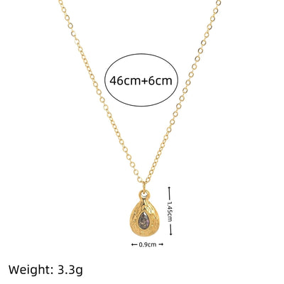 Jewelry Casual Simple Style Water Droplets 201 Stainless Steel 304 Stainless Steel Zircon 18K Gold Plated Pendant Necklace