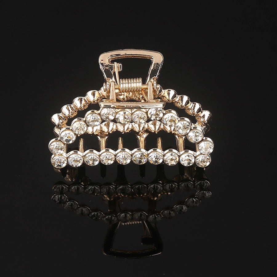 simple style solid color alloy inlay rhinestones hair claws 1 piece