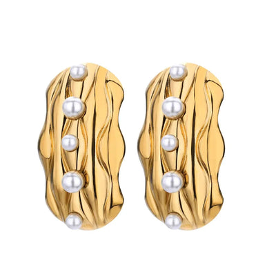 1 Pair IG Style Simple Style Geometric Copper Imitation Pearl 18K Gold Plated Ear Studs