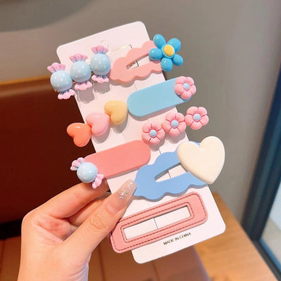 sweet heart shape flower bow knot plastic resin hair clip