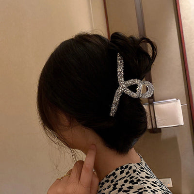 elegant geometric alloy inlay artificial pearls hair claws 1 piece