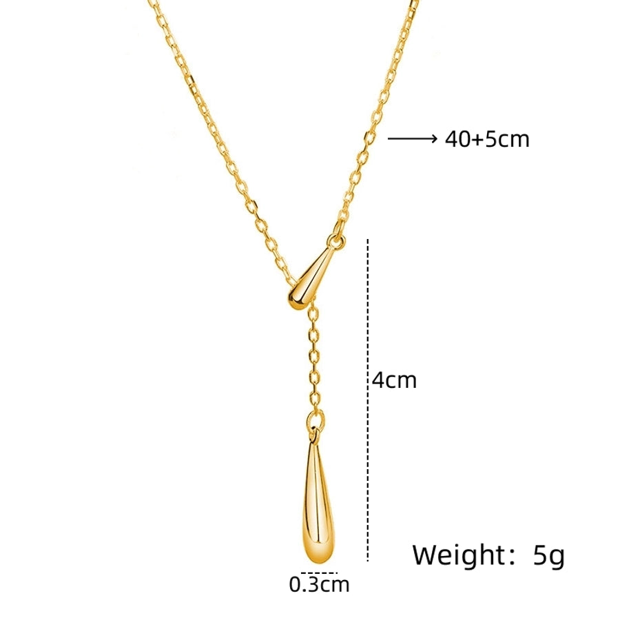 201 Stainless Steel Copper Water Droplets Pendant Necklace