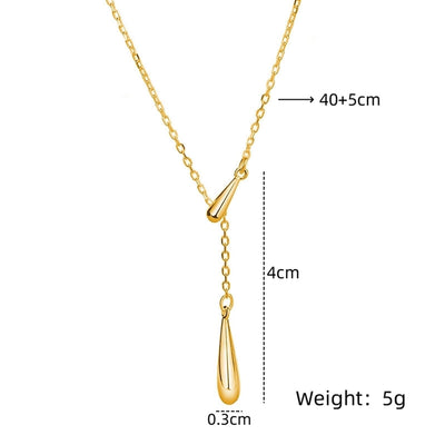 201 Stainless Steel Copper Water Droplets Pendant Necklace