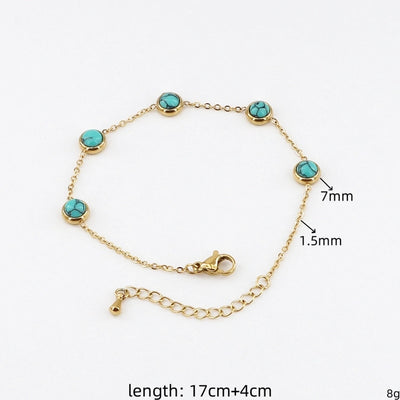 Casual Simple Style Round 304 Stainless Steel Gold Plated Natural Stone Pearl Bracelets In Bulk