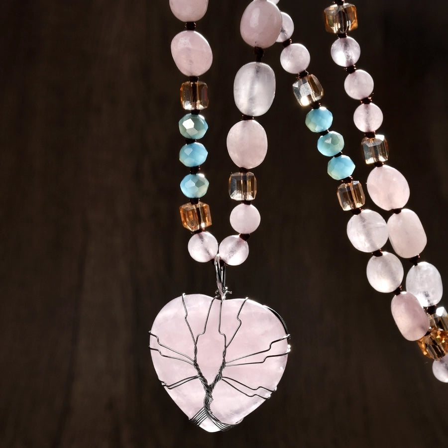 Handmade Sweet Water Droplets Heart Shape natural stone Pendant Necklace In Bulk