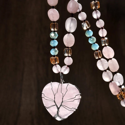 Handmade Sweet Water Droplets Heart Shape natural stone Pendant Necklace In Bulk