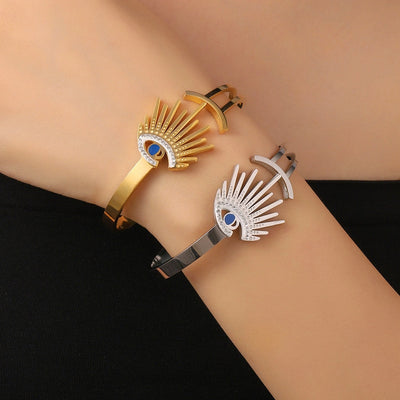 Simple Style Classic Style Solid Color Titanium Steel Zircon Bangle In Bulk